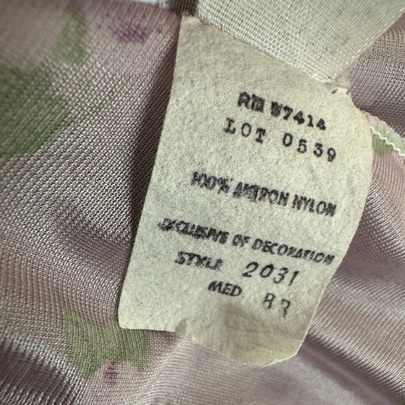 VTG Miss Elaine Purple Floral Nylon Lace Trim Nightgown Size M - Picture 10 of 11